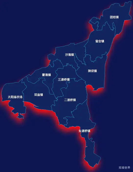 echarts巴彦淖尔市杭锦后旗geoJson地图阴影