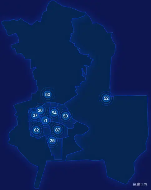 echarts乌兰察布市集宁区geoJson地图圆形波纹状气泡图