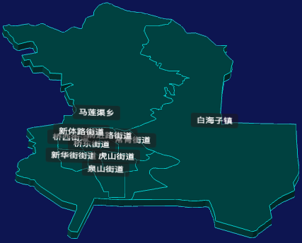 threejs乌兰察布市集宁区geoJson地图3d地图CSS3D标签