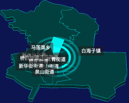threejs乌兰察布市集宁区geoJson地图3d地图CSS2D外加旋转棱锥