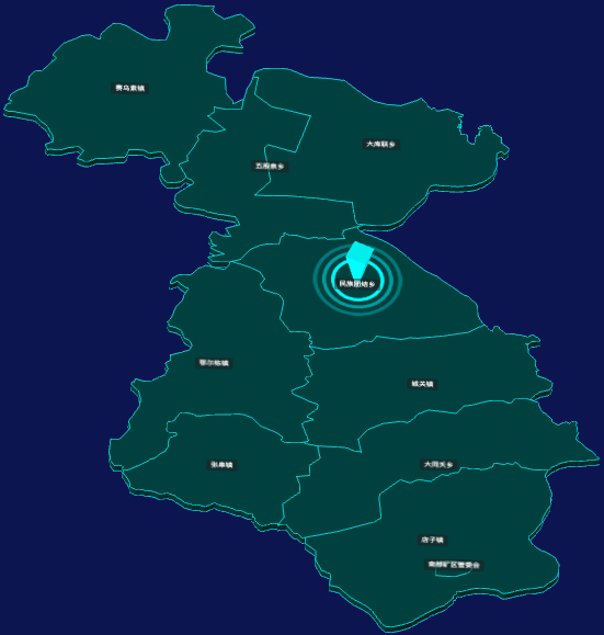 threejs乌兰察布市兴和县geoJson地图3d地图添加旋转棱锥