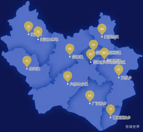 echarts乌兰察布市凉城县geoJson地图水滴状气泡图