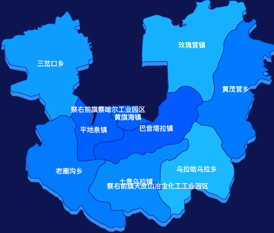 echarts乌兰察布市察哈尔右翼前旗geoJson地图 visualMap控制地图颜色