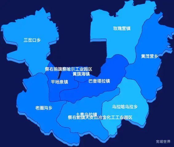 echarts乌兰察布市察哈尔右翼前旗geoJson地图 visualMap控制地图颜色