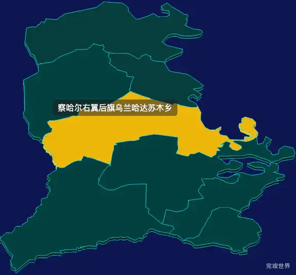 threejs乌兰察布市察哈尔右翼后旗geoJson地图3d地图鼠标移入显示标签并高亮