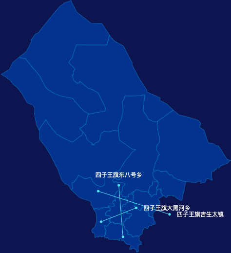 echarts乌兰察布市四子王旗geoJson地图自定义引导线
