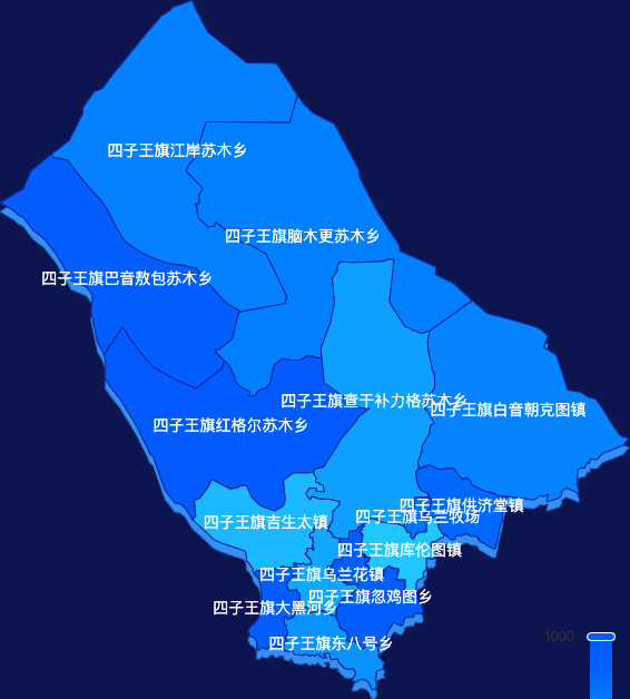 echarts乌兰察布市四子王旗geoJson地图 visualMap控制地图颜色