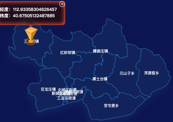 echarts乌兰察布市丰镇市geoJson地图根据经纬度显示自定义html弹窗