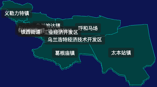 threejs兴安盟乌兰浩特市geoJson地图3d地图css2d标签