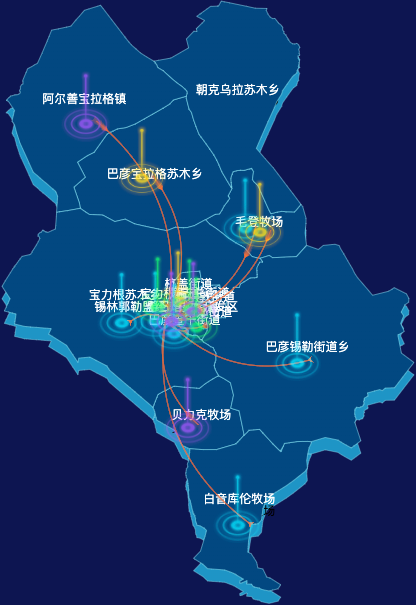 echarts锡林郭勒盟锡林浩特市geoJson地图迁徙图