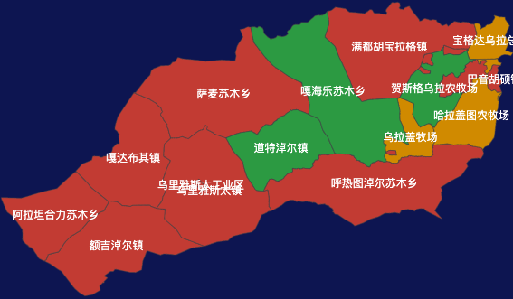 echarts锡林郭勒盟东乌珠穆沁旗geoJson地图定义颜色