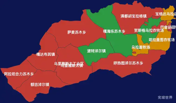 echarts锡林郭勒盟东乌珠穆沁旗geoJson地图定义颜色