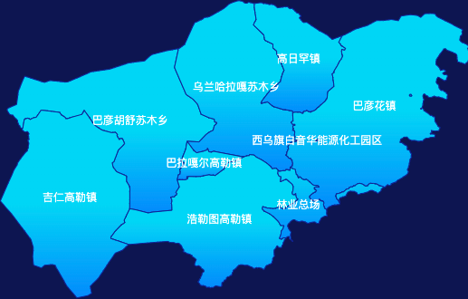 echarts锡林郭勒盟西乌珠穆沁旗geoJson地图局部颜色渐变