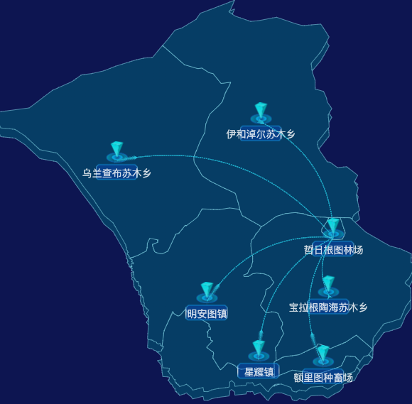 echarts锡林郭勒盟正镶白旗geoJson地图自定义label样式