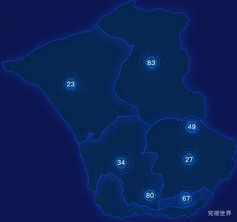 echarts锡林郭勒盟正镶白旗geoJson地图圆形波纹状气泡图