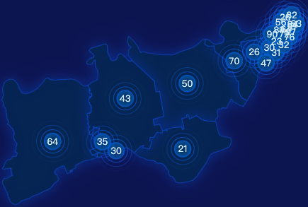 echarts哈尔滨市道里区geoJson地图圆形波纹状气泡图