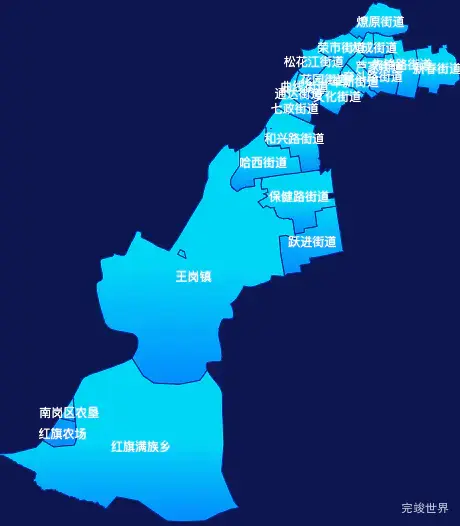echarts哈尔滨市南岗区geoJson地图局部颜色渐变