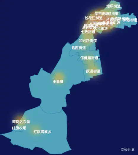 echarts哈尔滨市南岗区geoJson地图热力图