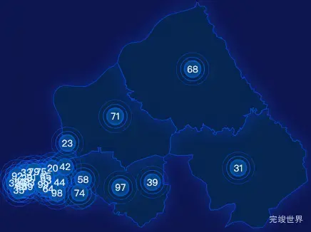 echarts哈尔滨市道外区geoJson地图圆形波纹状气泡图