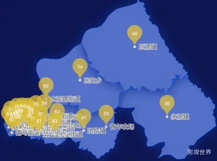 echarts哈尔滨市道外区geoJson地图水滴状气泡图