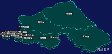 threejs哈尔滨市道外区geoJson地图3d地图CSS3D标签