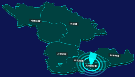 threejs哈尔滨市松北区geoJson地图3d地图添加旋转棱锥