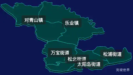 threejs哈尔滨市松北区geoJson地图3d地图css2d标签