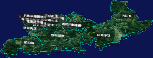threejs哈尔滨市香坊区geoJson地图3d地图自定义贴图加CSS3D标签