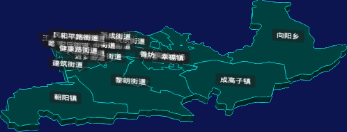 threejs哈尔滨市香坊区geoJson地图3d地图CSS3D标签