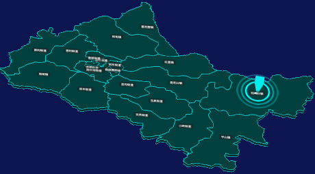threejs哈尔滨市阿城区geoJson地图3d地图添加旋转棱锥