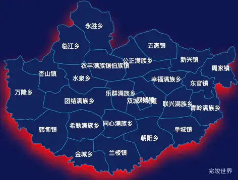 echarts哈尔滨市双城区geoJson地图阴影