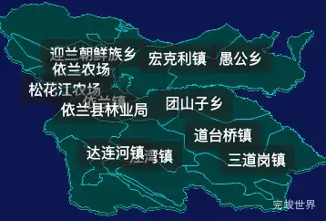 threejs哈尔滨市依兰县geoJson地图3d地图css2d标签