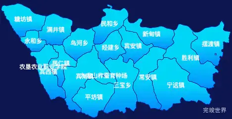 echarts哈尔滨市宾县geoJson地图局部颜色渐变