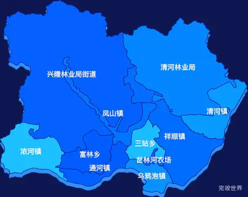 echarts哈尔滨市通河县geoJson地图 visualMap控制地图颜色