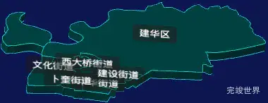 threejs齐齐哈尔市建华区geoJson地图3d地图CSS3D标签