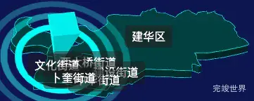 threejs齐齐哈尔市建华区geoJson地图3d地图CSS2D外加旋转棱锥