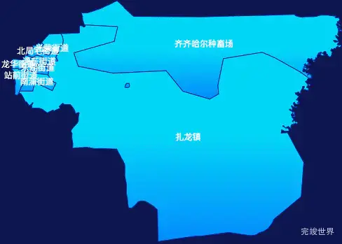 echarts齐齐哈尔市铁锋区geoJson地图局部颜色渐变