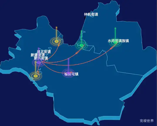 echarts齐齐哈尔市昂昂溪区geoJson地图飞线图