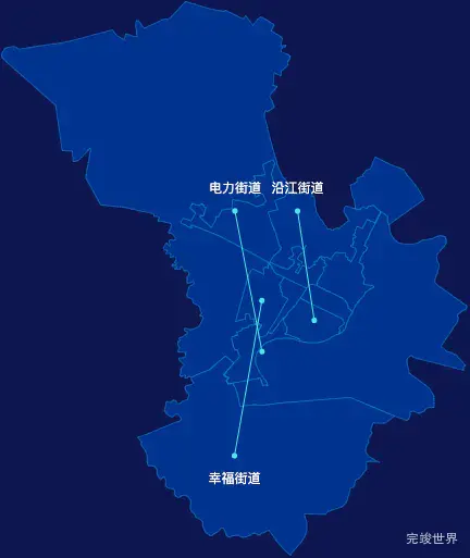 echarts齐齐哈尔市富拉尔基区geoJson地图自定义引导线