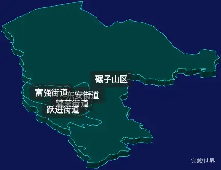 threejs齐齐哈尔市碾子山区geoJson地图3d地图css2d标签