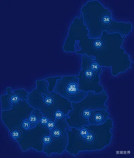 echarts齐齐哈尔市泰来县geoJson地图圆形波纹状气泡图