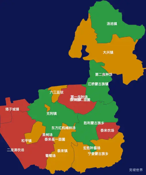 echarts齐齐哈尔市泰来县geoJson地图定义颜色