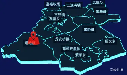 echarts齐齐哈尔市富裕县geoJson地图3d地图自定义图标