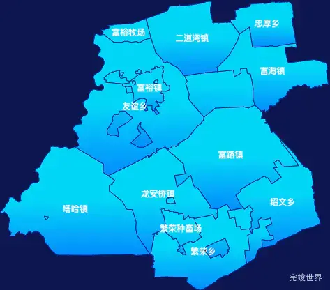 echarts齐齐哈尔市富裕县geoJson地图局部颜色渐变