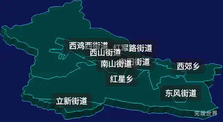 threejs鸡西市鸡冠区geoJson地图3d地图css2d标签