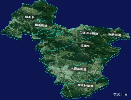 threejs鸡西市恒山区geoJson地图3d地图自定义贴图加CSS3D标签