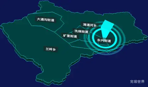 threejs鸡西市滴道区geoJson地图3d地图添加旋转棱锥