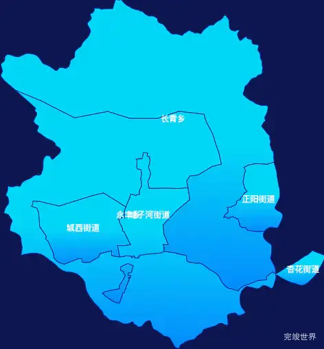 echarts鸡西市城子河区geoJson地图局部颜色渐变