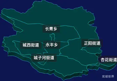 threejs鸡西市城子河区geoJson地图3d地图css2d标签