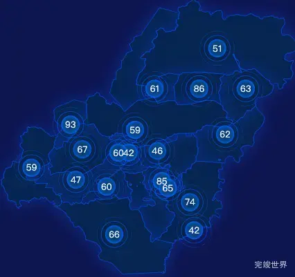 echarts鸡西市虎林市geoJson地图圆形波纹状气泡图